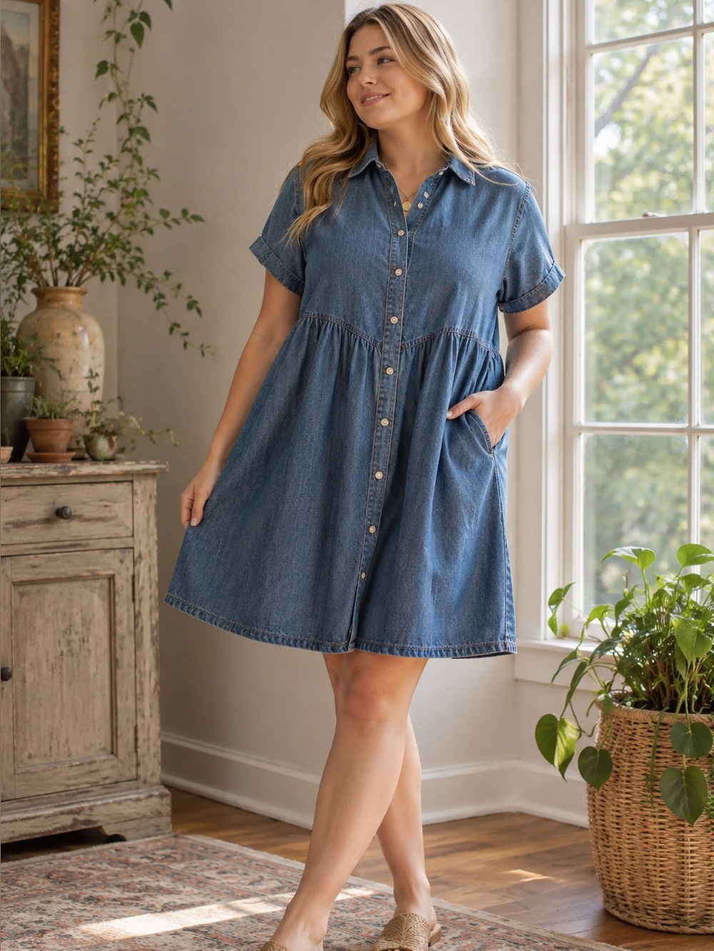 PACT Organic Cotton  Shirt Dress | Size M | 100% Organic Cotton | Pocket - Picture 10 of 10